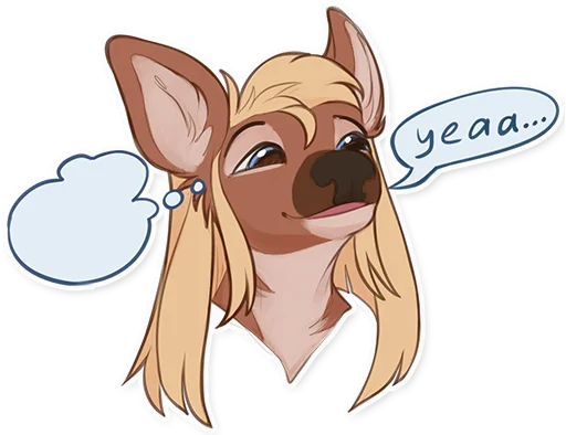 Sticker: looking blank and agreeing with what's said, with nothing in her mind