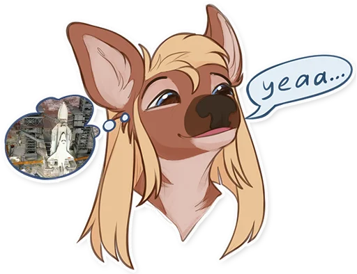 Sticker: looking blankly and agreeing with what's said, while thinking about the soviet space program